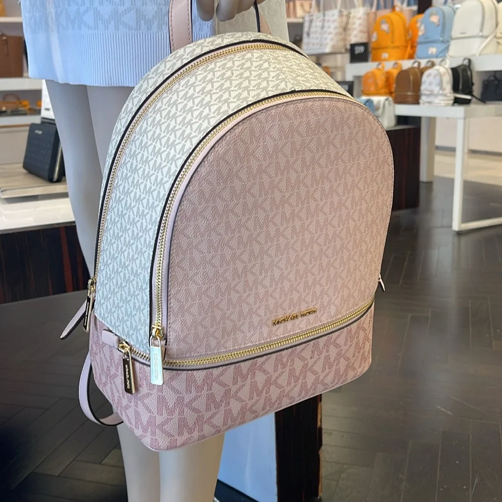 MICHAEL KORS Rhea Medm Zip Color-Block Signature Logo Backpack
PWD BLSH MLT
NWT - Picture 14 of 16